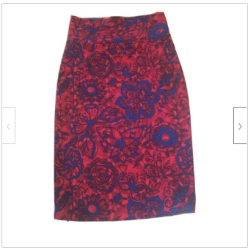 Lularoe Red / Blue Floral Butterfly Cassie Skirt M